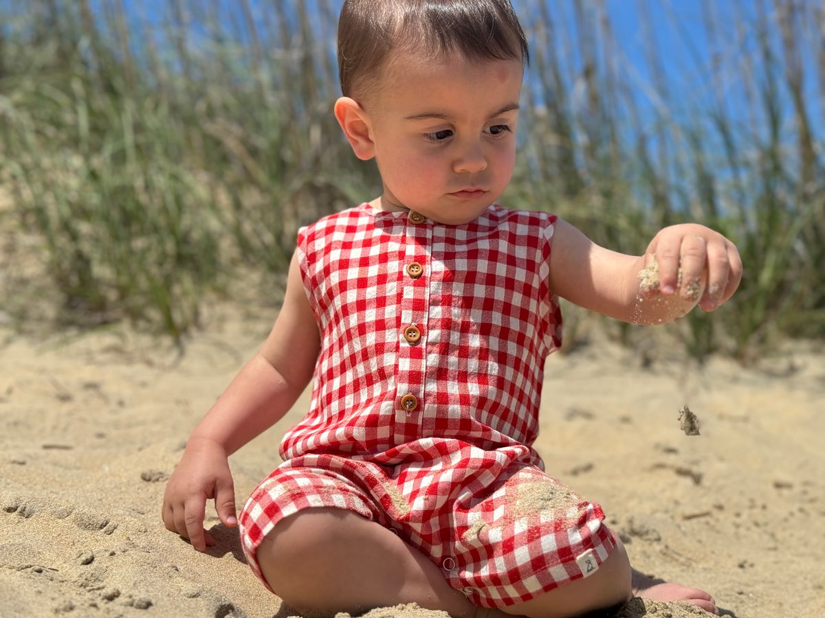 Cabin Playsuit || Red and Cream
