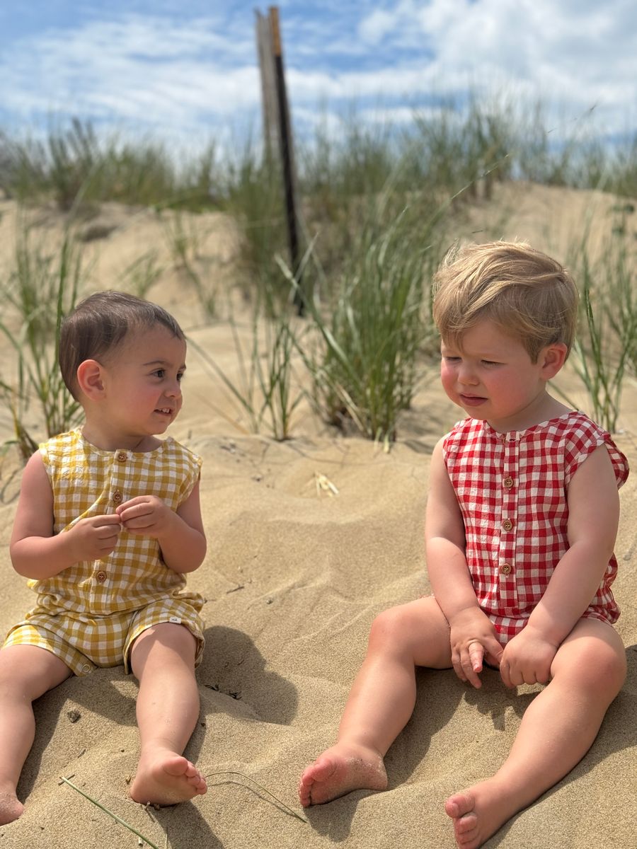 Cabin Playsuit || Red and Cream