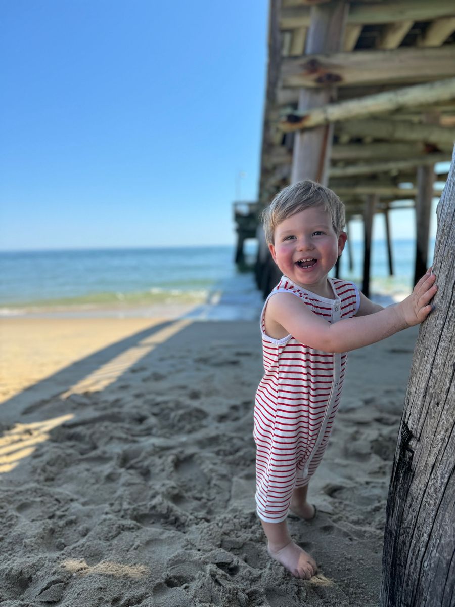 Red and White Striped Sleeveless Romper
