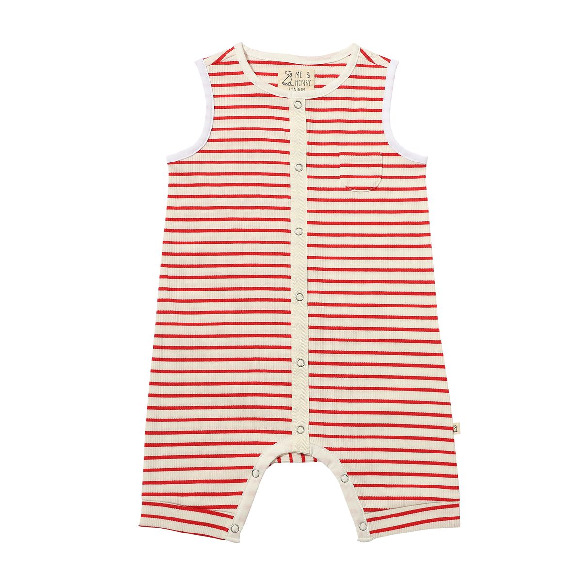 Red and White Striped Sleeveless Romper