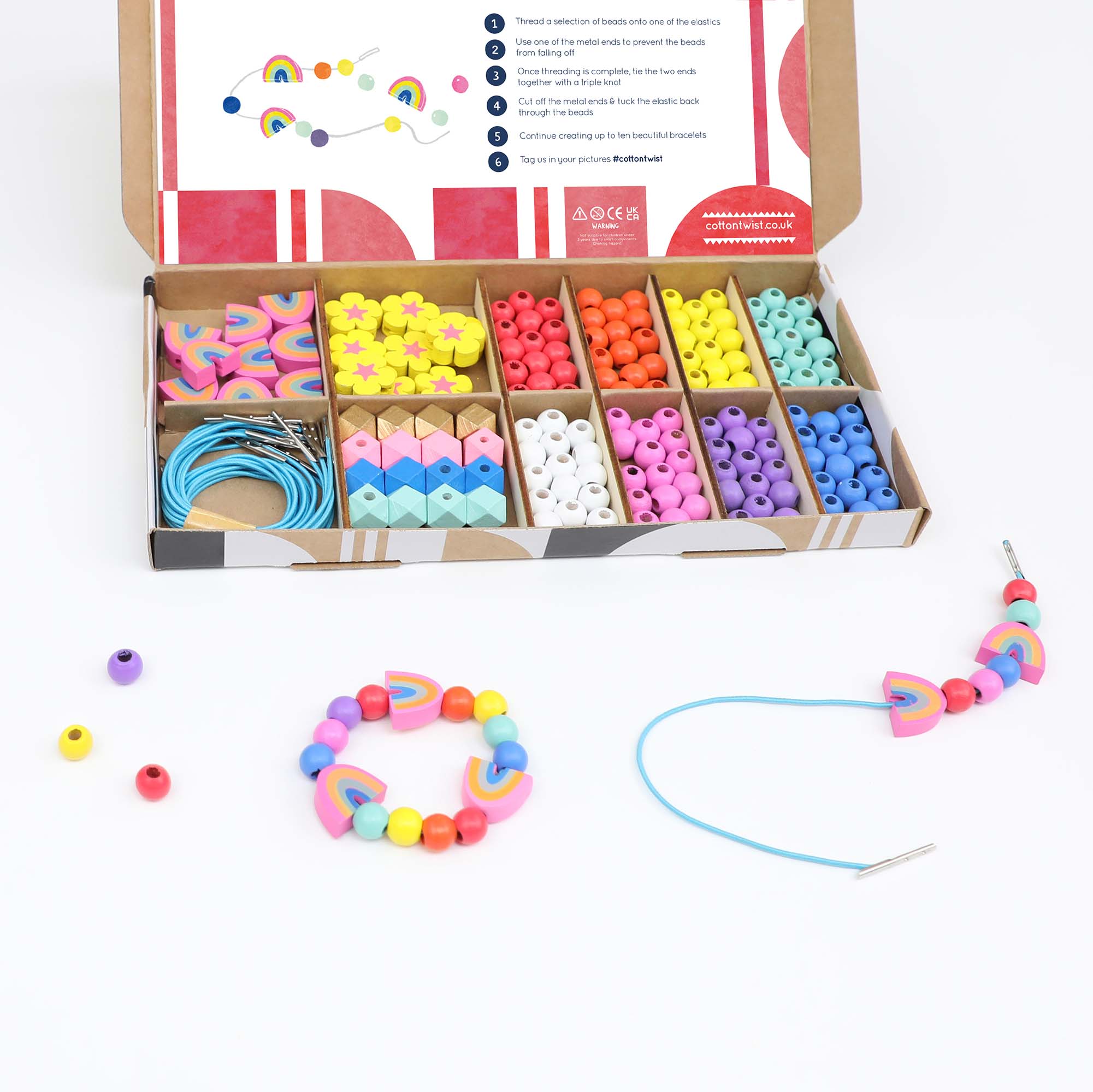 Rainbow & Flower Bracelet Making Kit - Makes 10 Bracelets