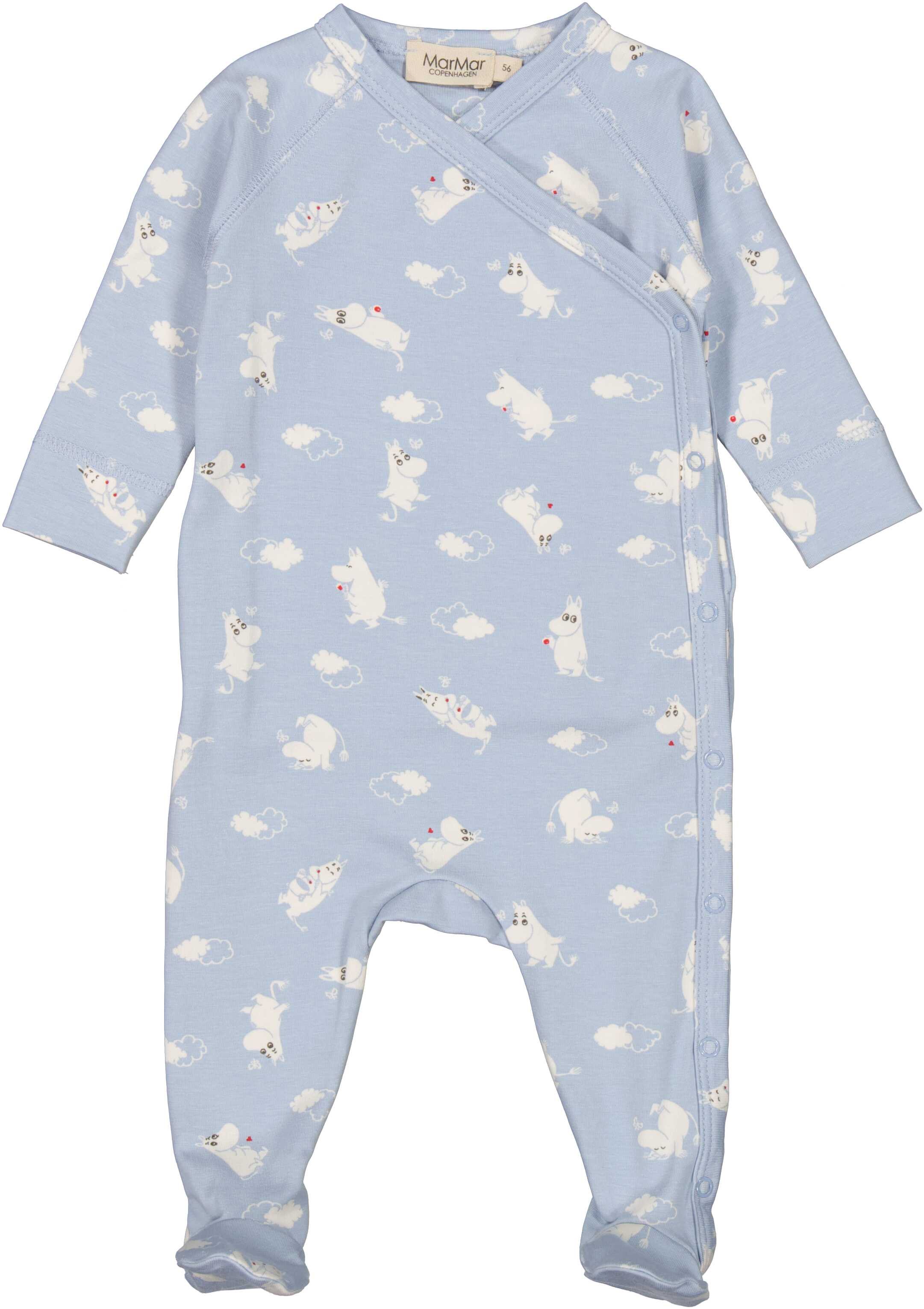 Organic Cotton Kimono Onesie, Hat & Swaddle Set|| Blue Moomin