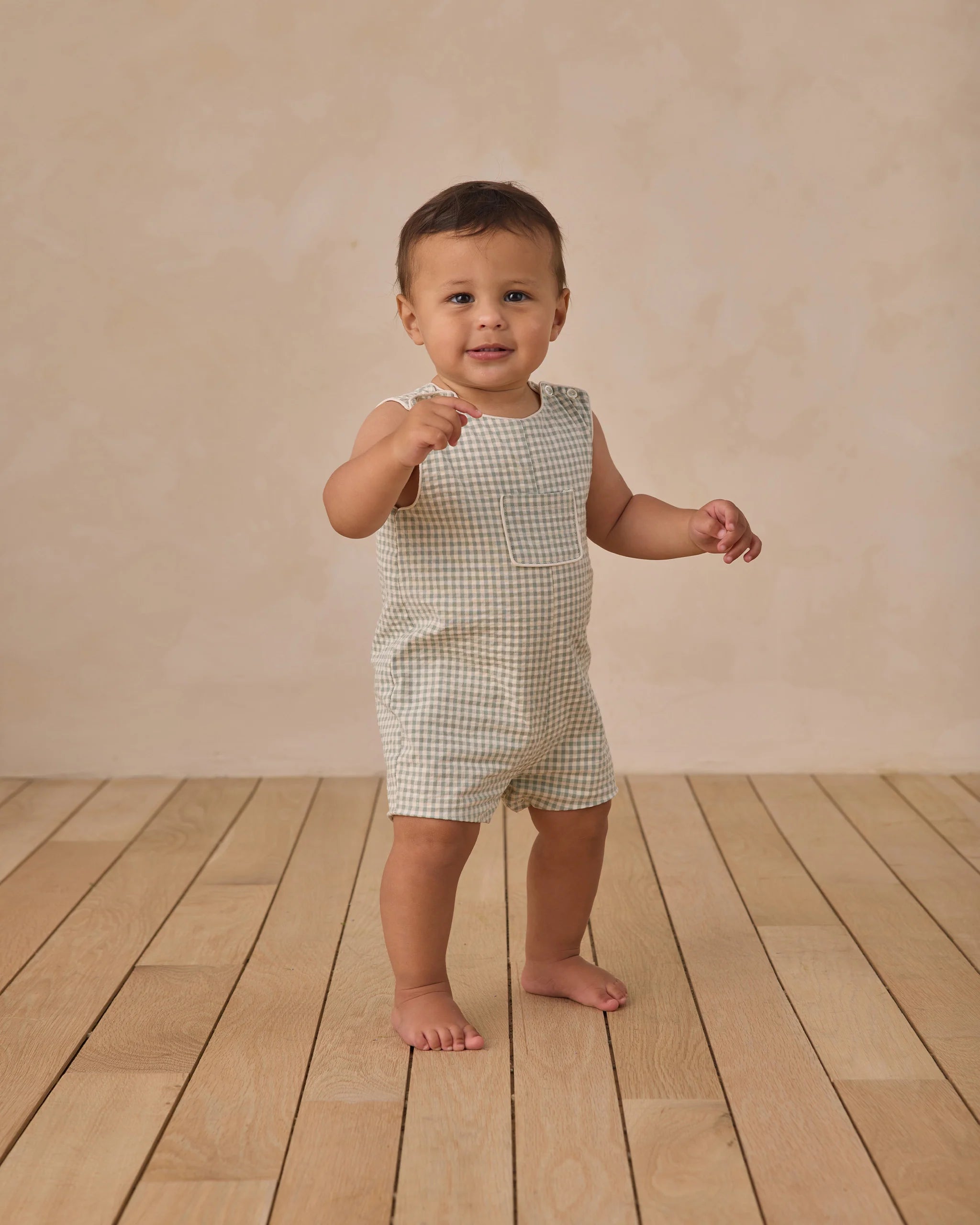 Georgie Romper || Eucalyptus Check