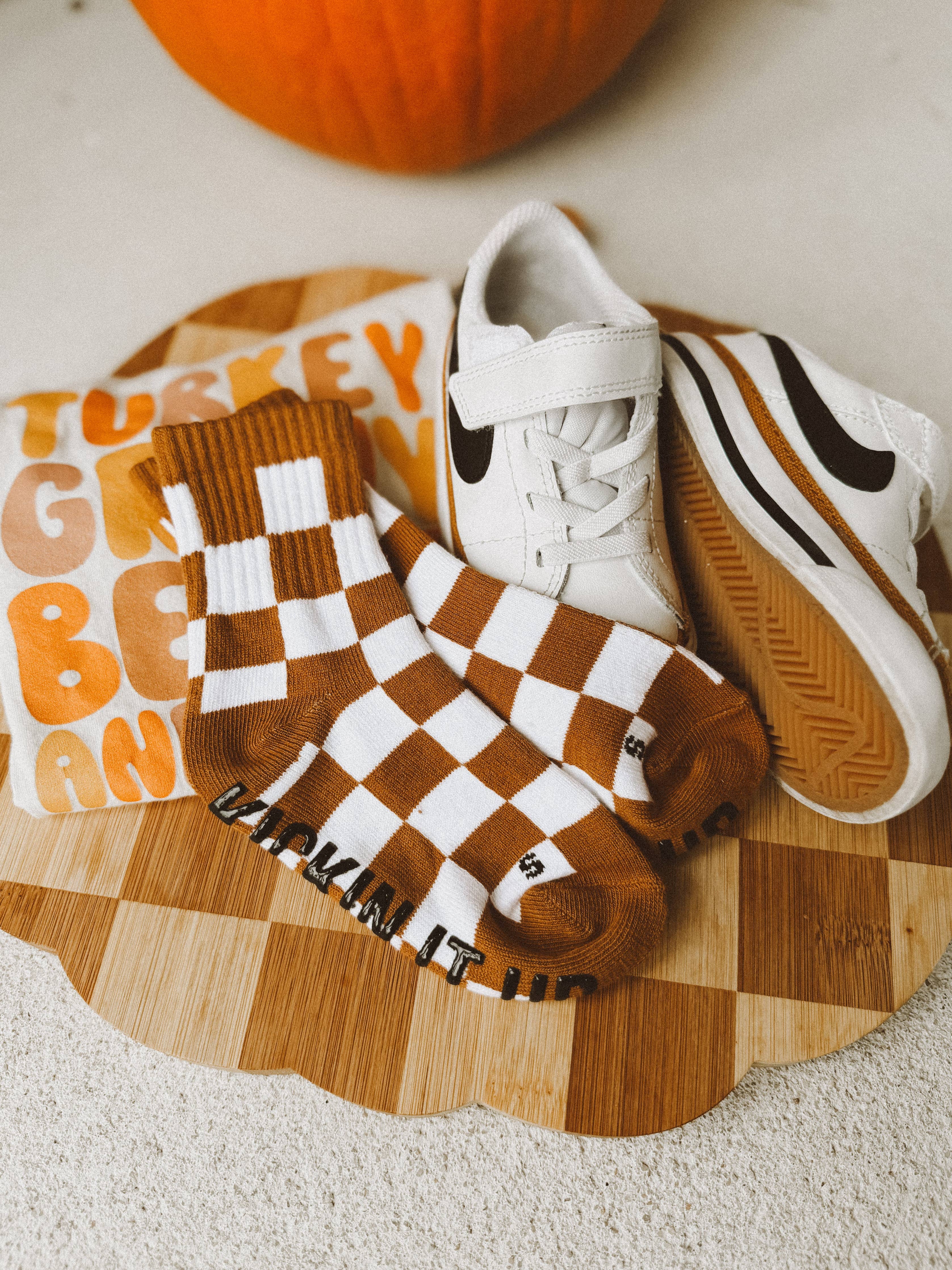 Kickin It Up Socks || Camel Checker