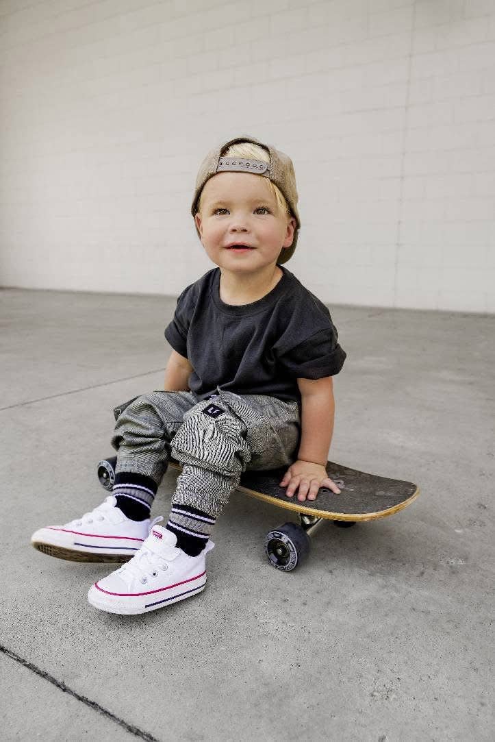 Kicking It Up Socks || Monochrome Stripe