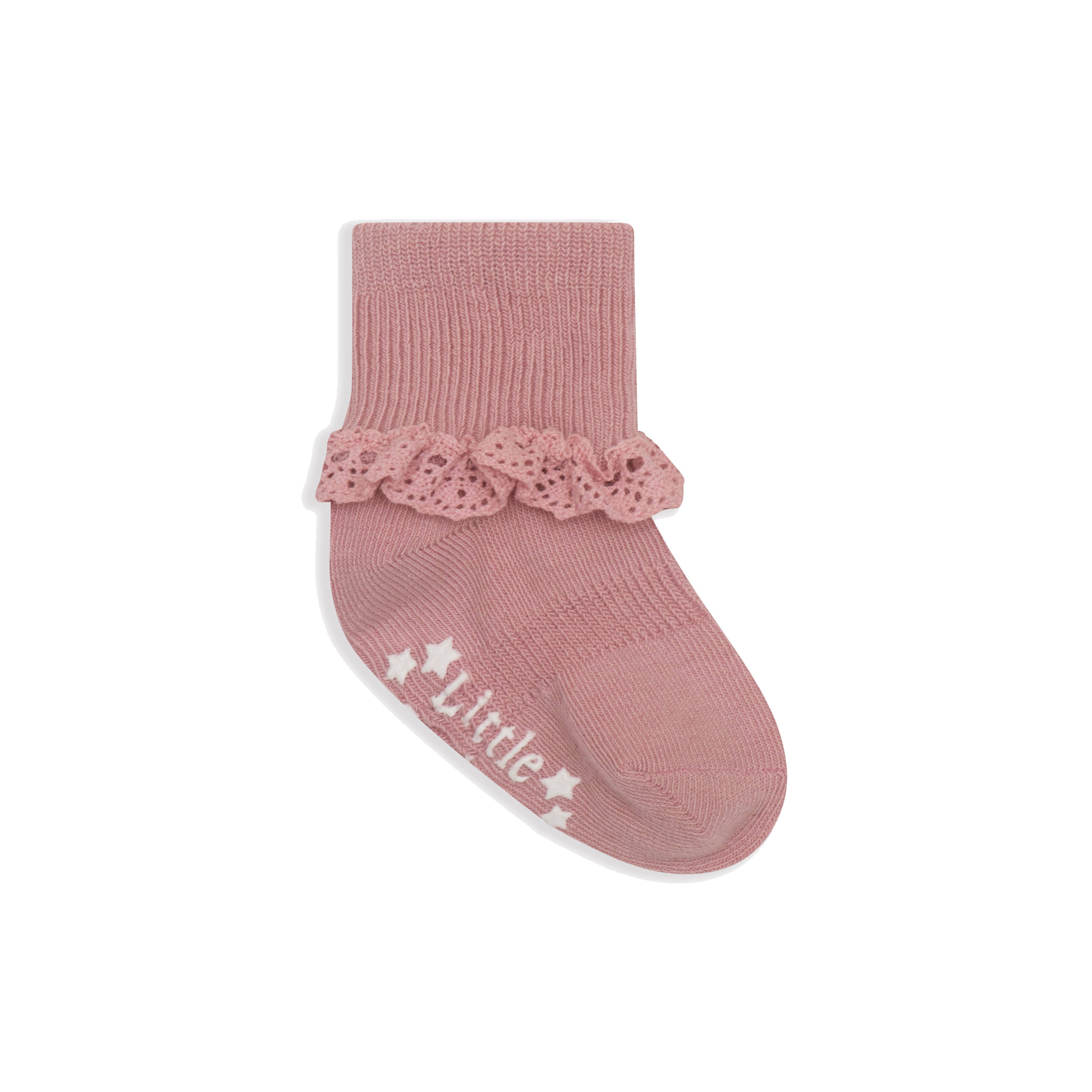Frilly Non-Slip Stay-On Baby and Toddler Socks || Orchid