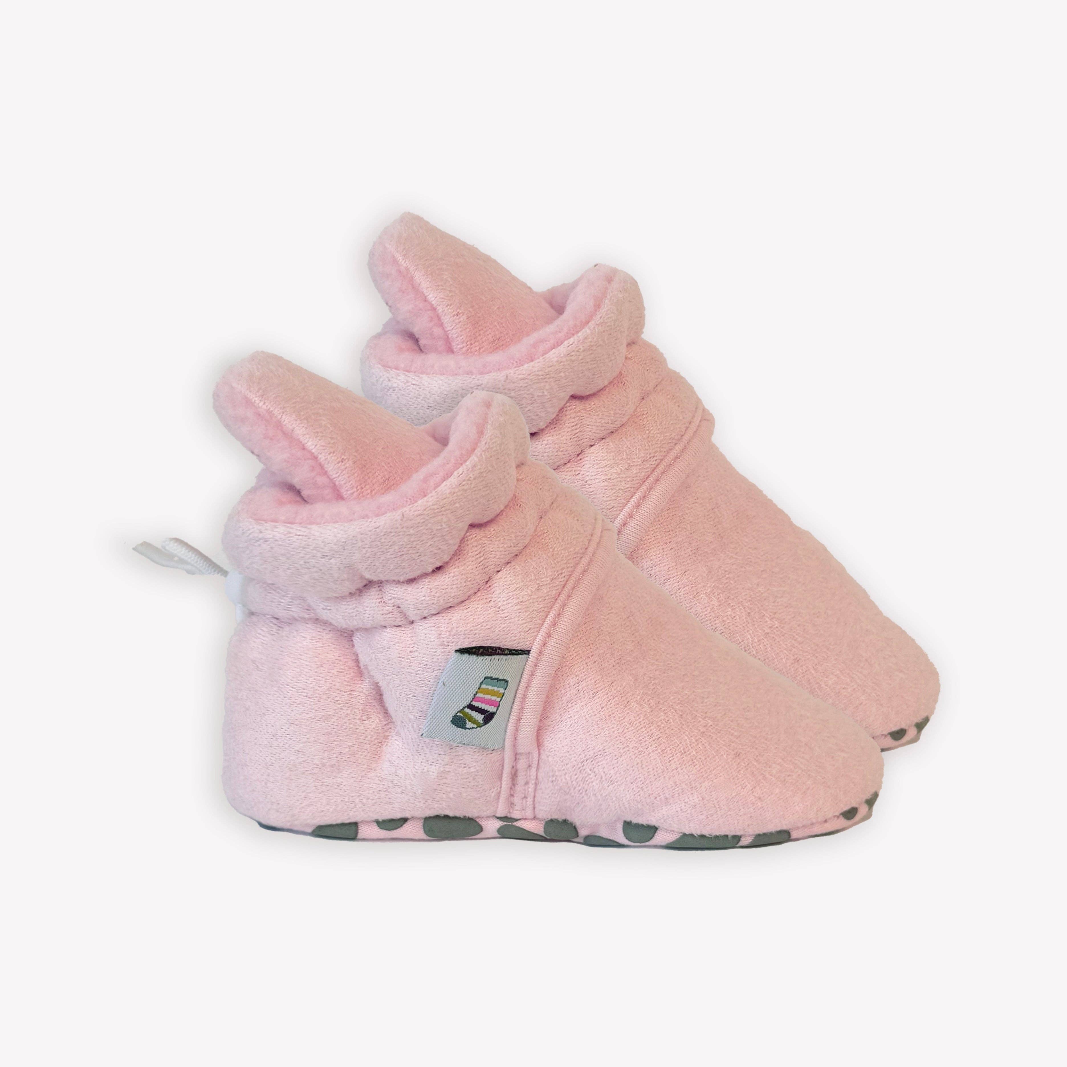 Stay-on, Non-Slip Booties - Pink Suedette