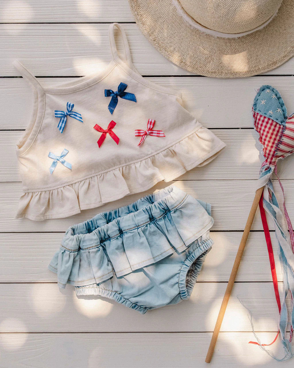 Wild Wawa Ruffle Bloomer Set || Denim