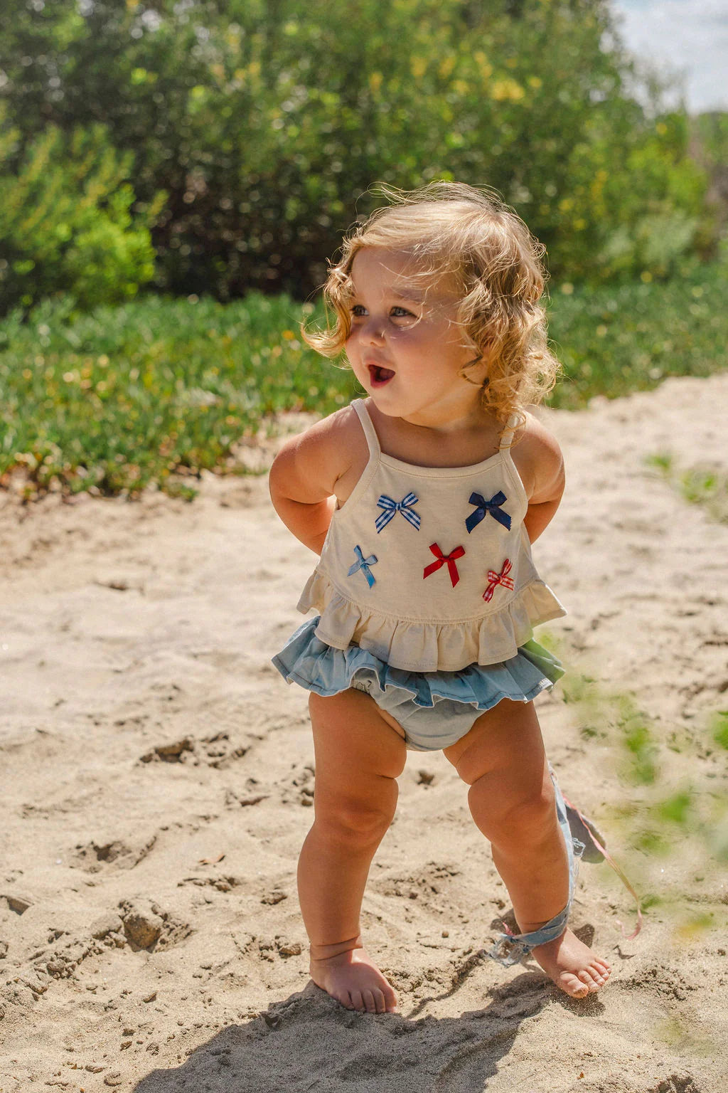 Wild Wawa Ruffle Bloomer Set || Denim