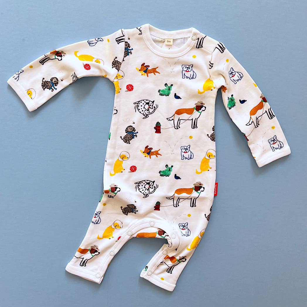Organic Baby Romper Dogs Print
