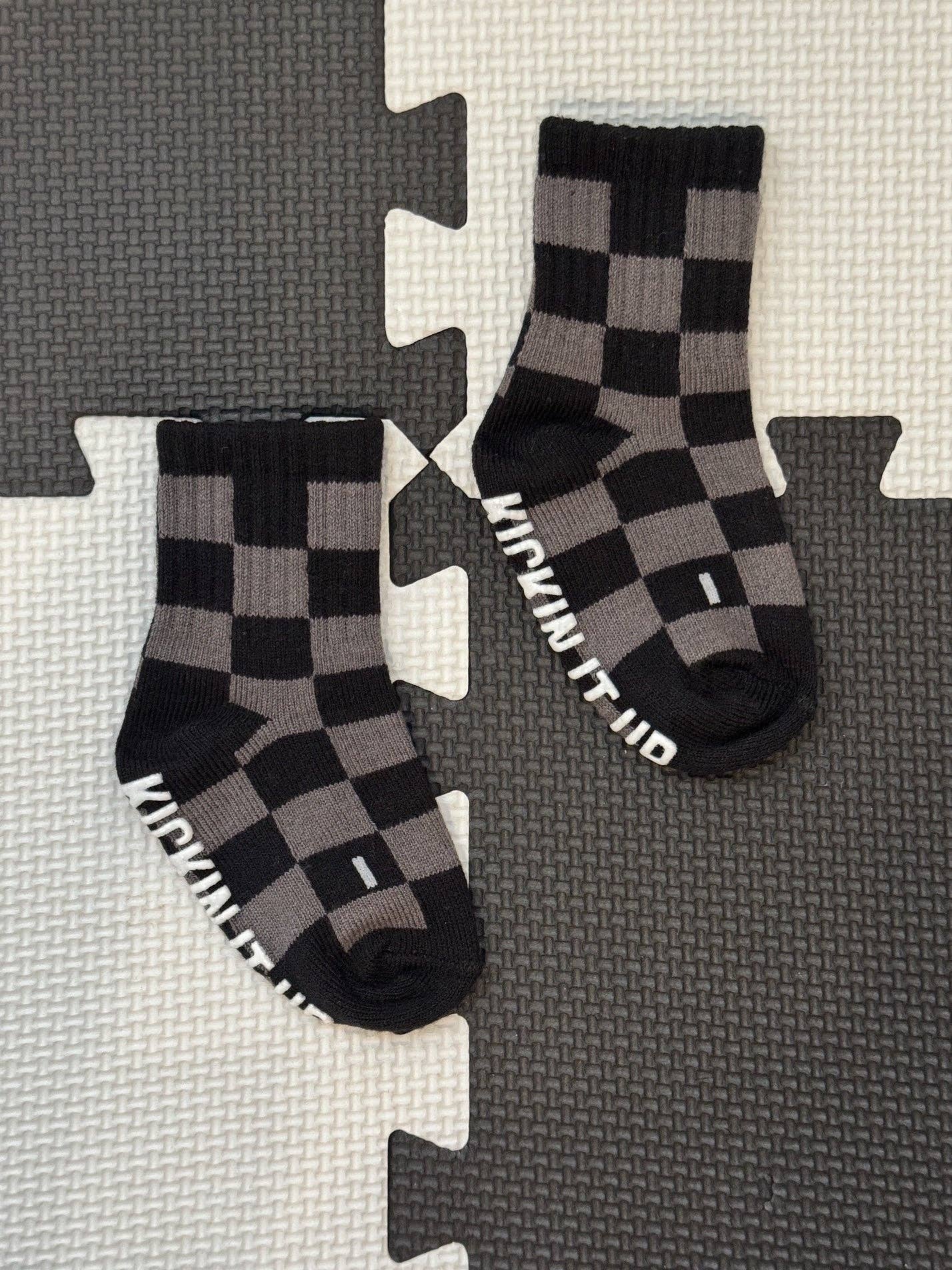 Kickin It Up Socks || Black Checkered