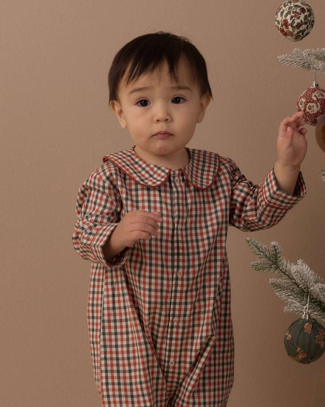 Rylee + Cru Baby Pajama Romper || Holiday Gingham