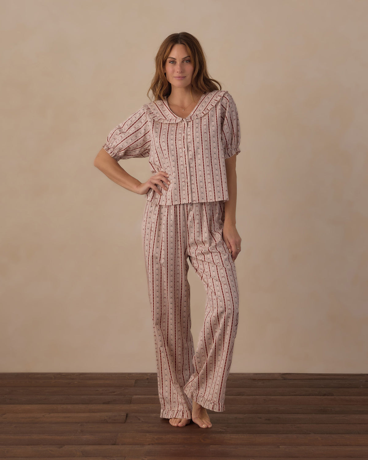 Rylee + Cru Women's Ruffle Pajamas || Candy Cane Lane