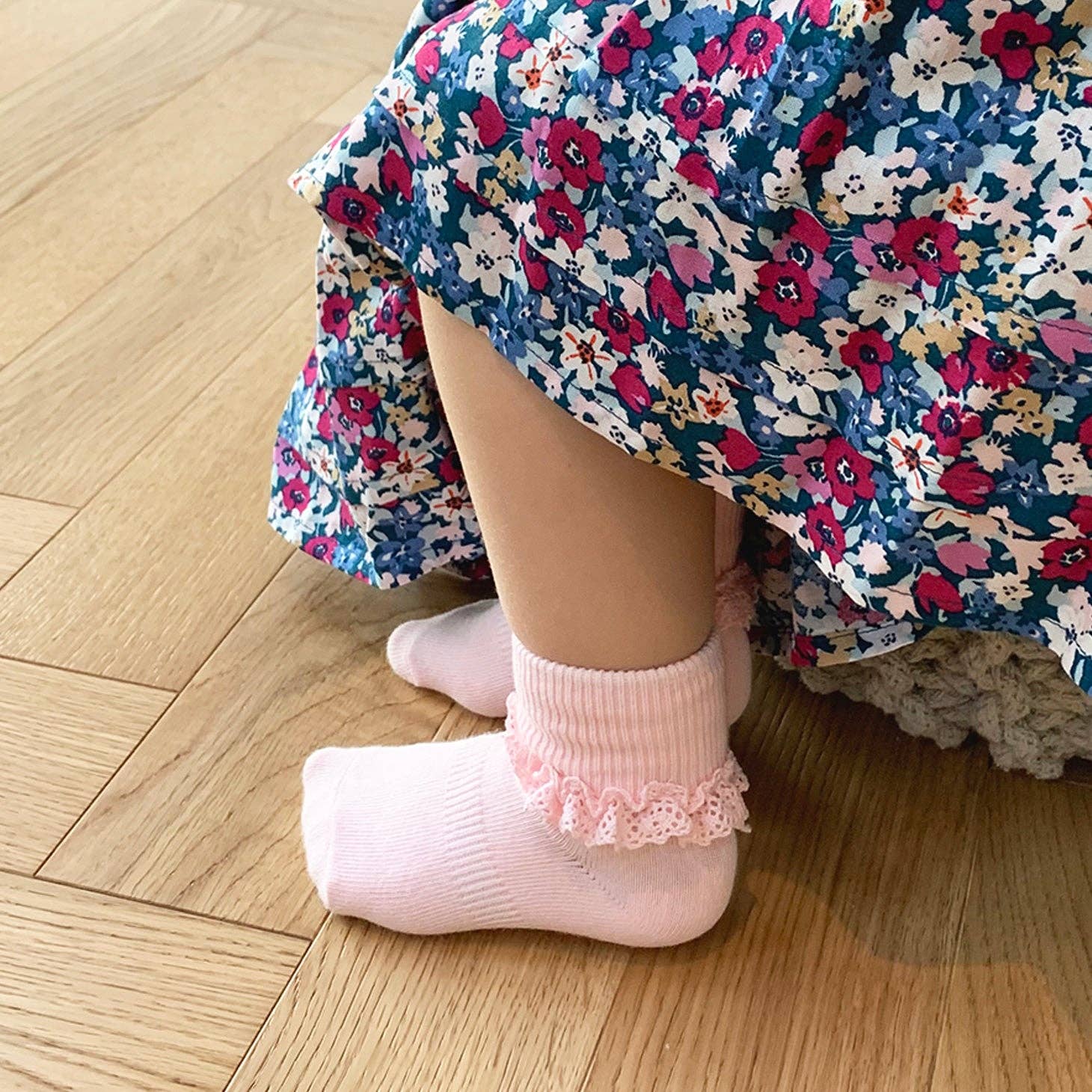 Frilly Non-Slip Stay-On Baby and Toddler Socks || Pink Lemonade