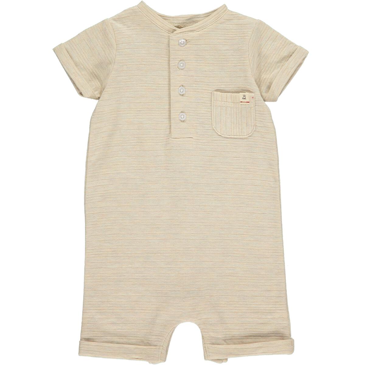 Beige Ribbed Henley Romper