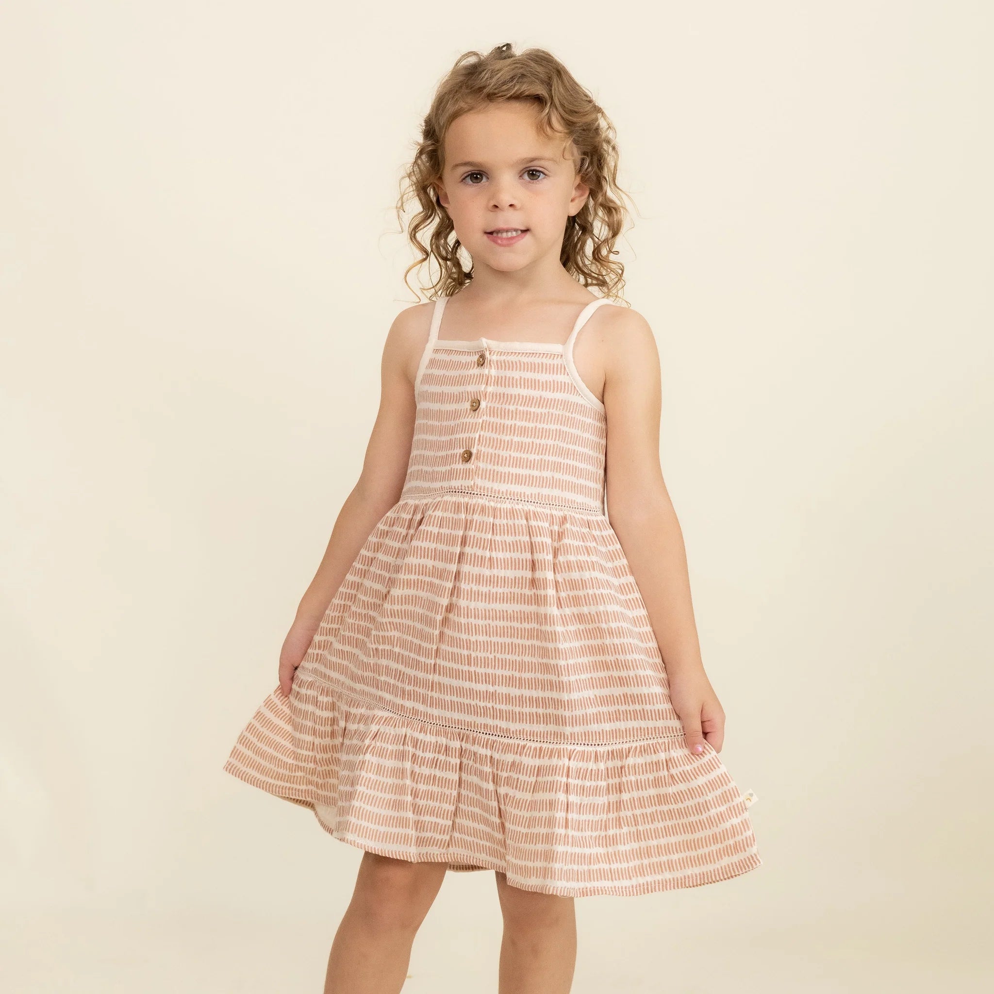 Organic Buttoned Tiered Dress || Dash Lines