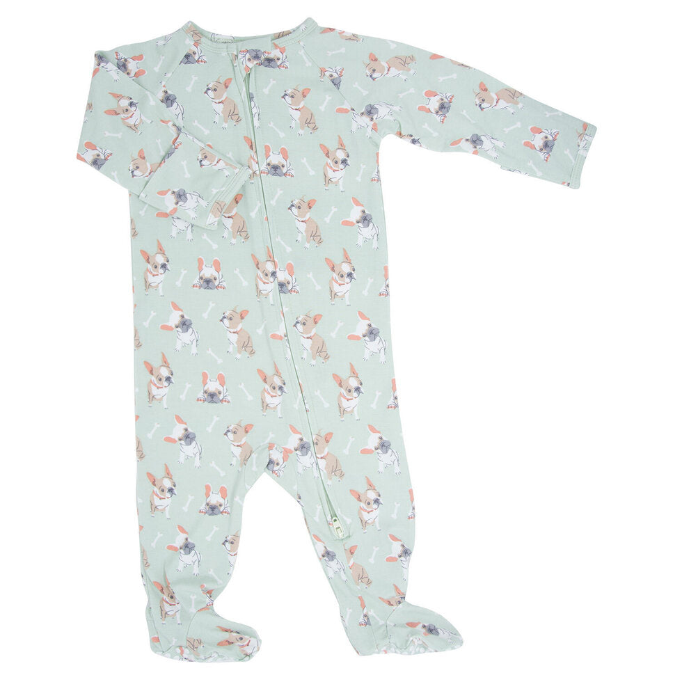 Bamboo Zipper Footie || Frenchie Fun