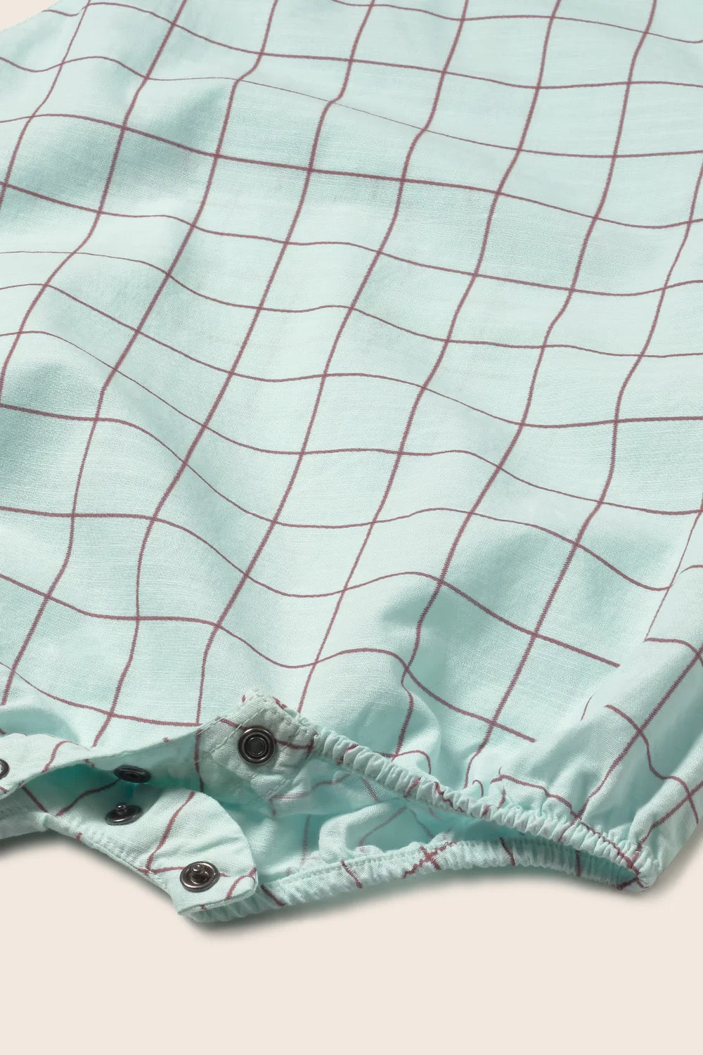 Slub Plaid Baby Romper || Aqua
