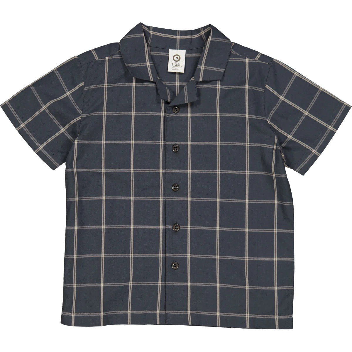 Baby Boys Short Sleeve Check Shirt || Night Blue