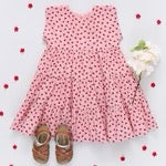 Girls Peachy Dress || Pink Tiny Roses