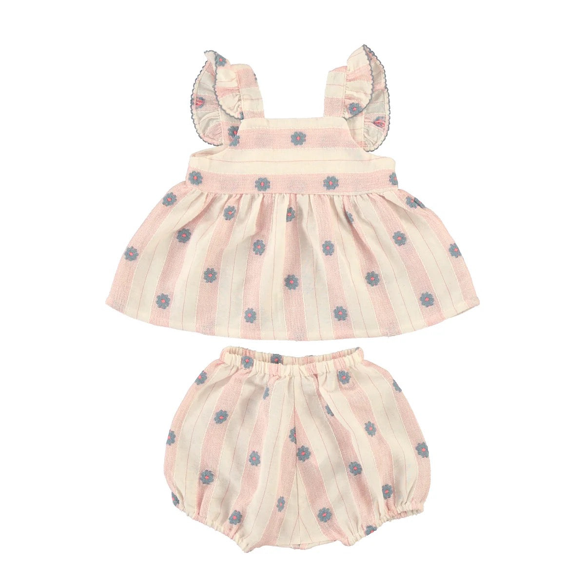 Bebe Organic Elwen Baby Set || Pink Petal Stripe