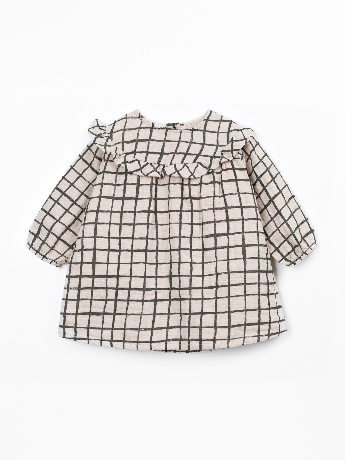 Play Up Window Pane Dress || Beige & Black
