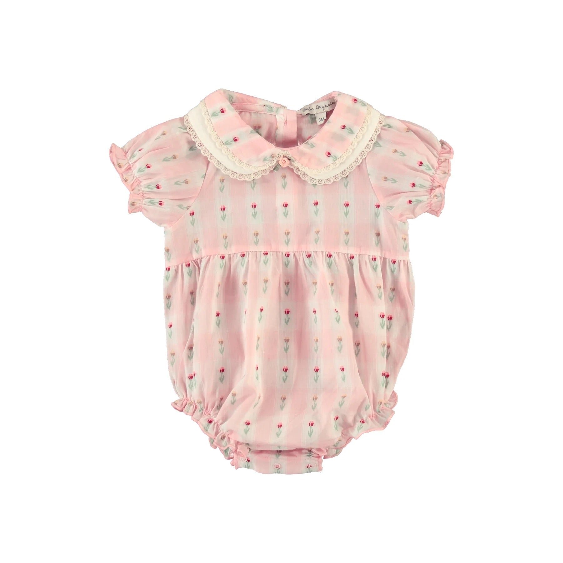 Bebe Organic Bella Romper || Pink Tulip Checks