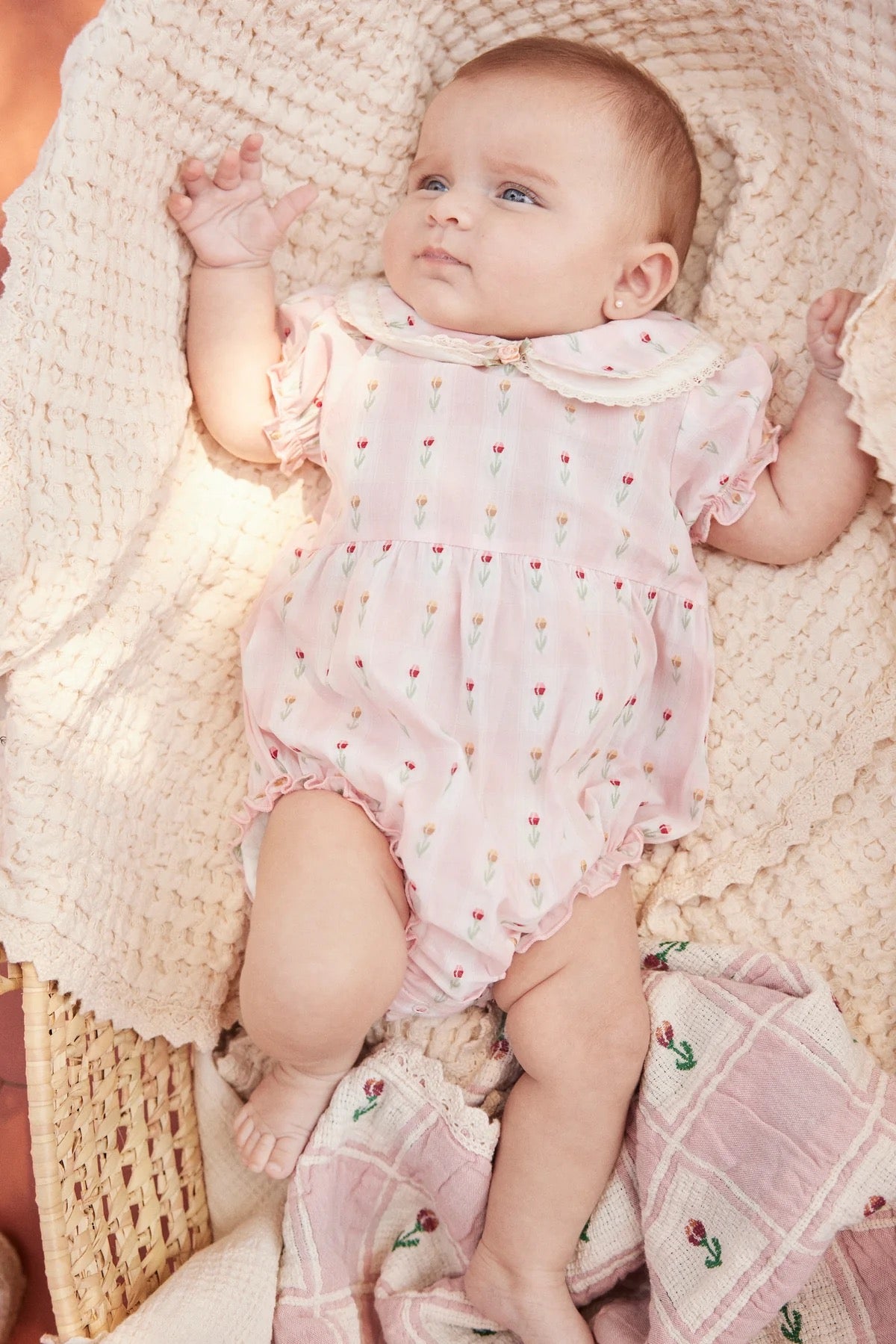Bebe Organic Bella Romper || Pink Tulip Checks