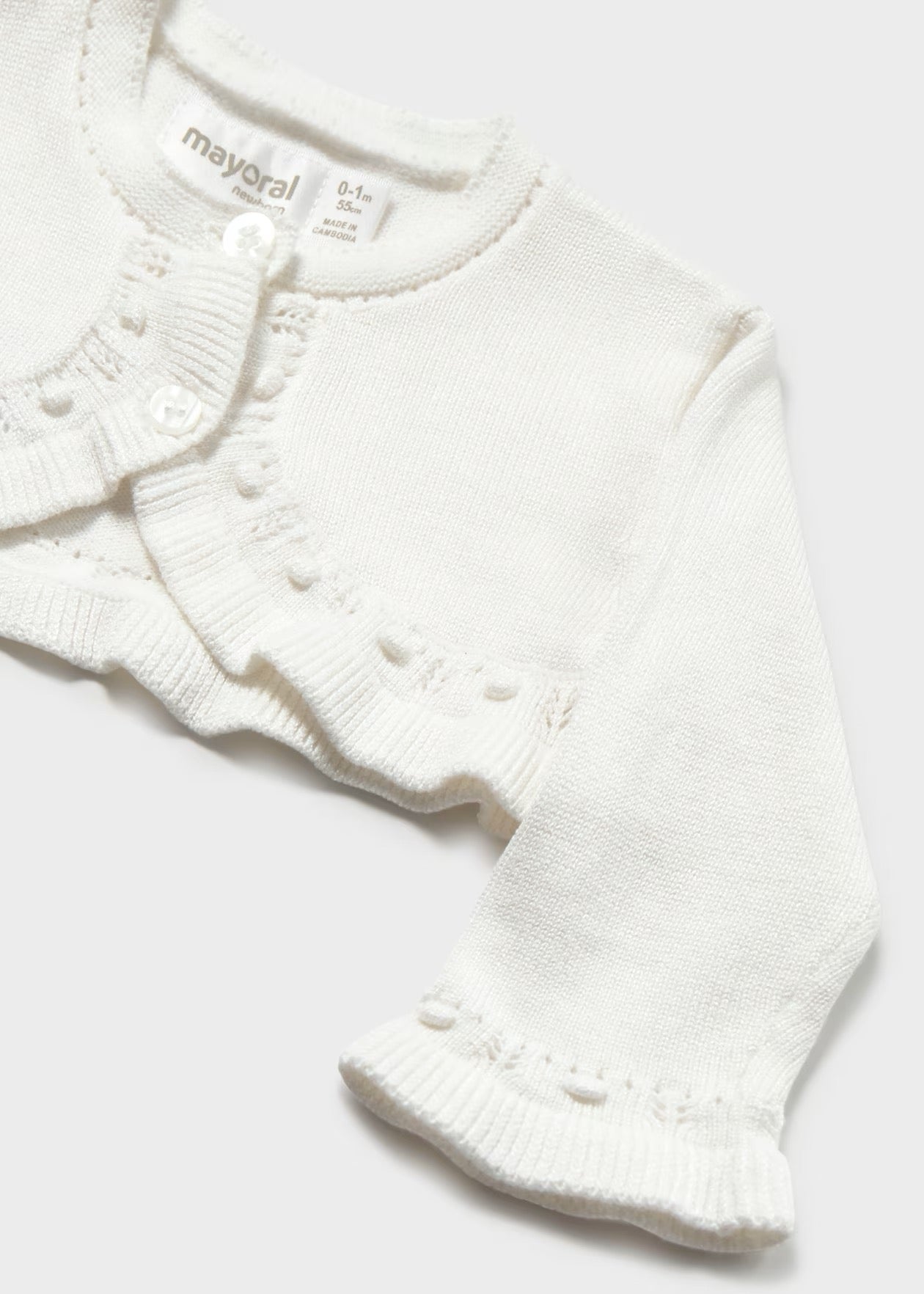 Mayoral Newborn Knit Crop Cardigan || Cream