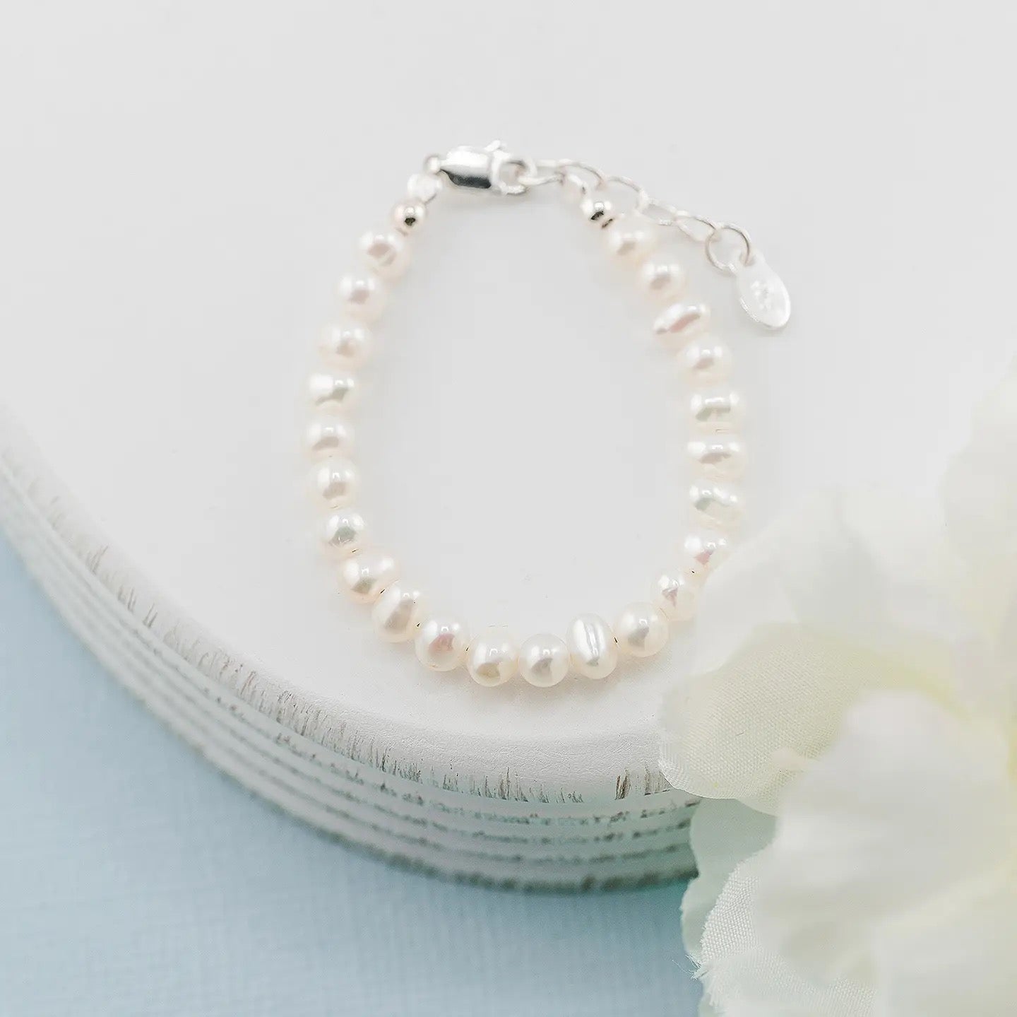 Kids Sterling Silver Freshwater Pearl Baby Girl Bracelet