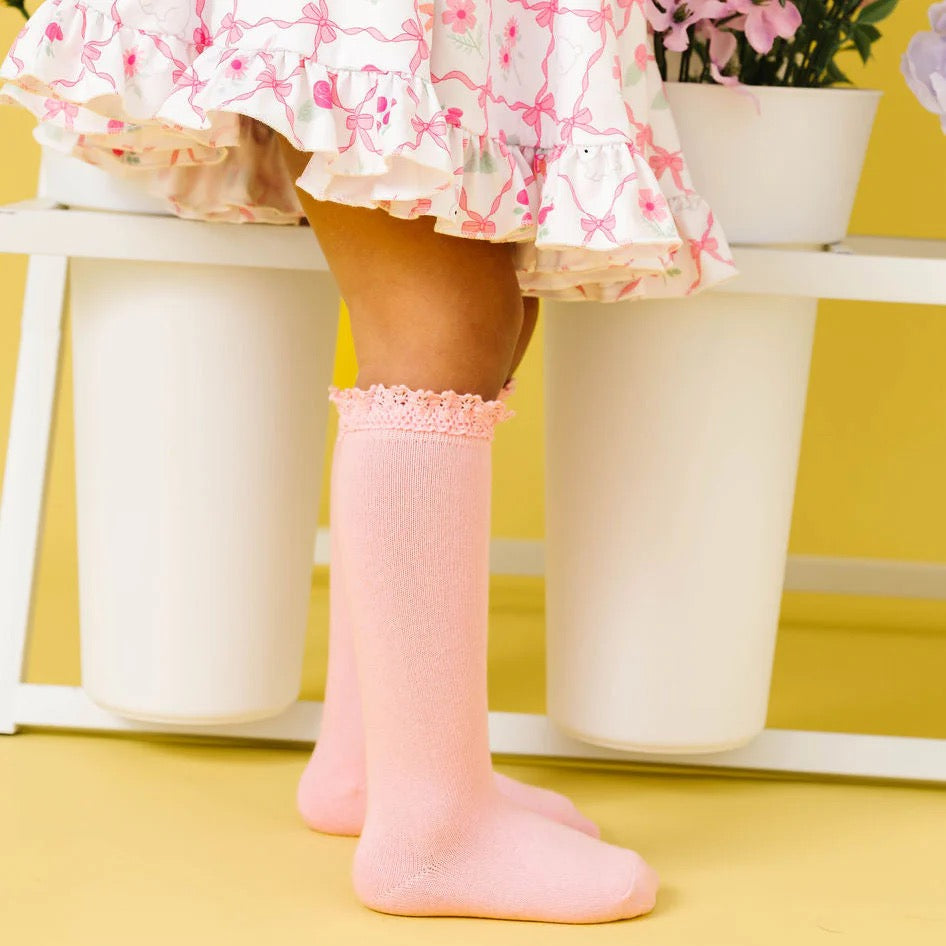 Little Stocking Co Lace Top Knee High Socks || Blossom