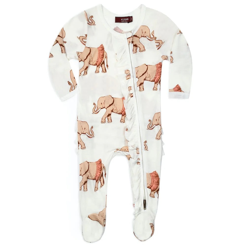 Milkbarn Tutu Elephant Footed Ruffle Romper