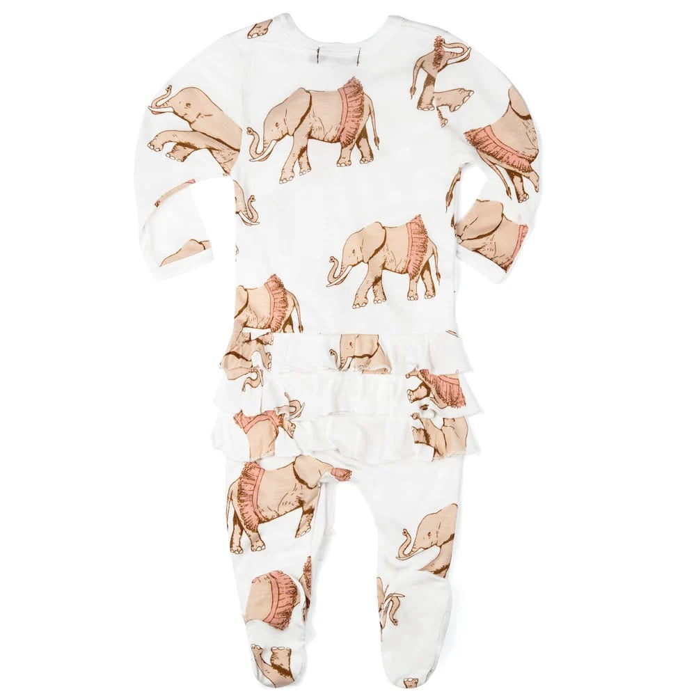 Milkbarn Tutu Elephant Footed Ruffle Romper