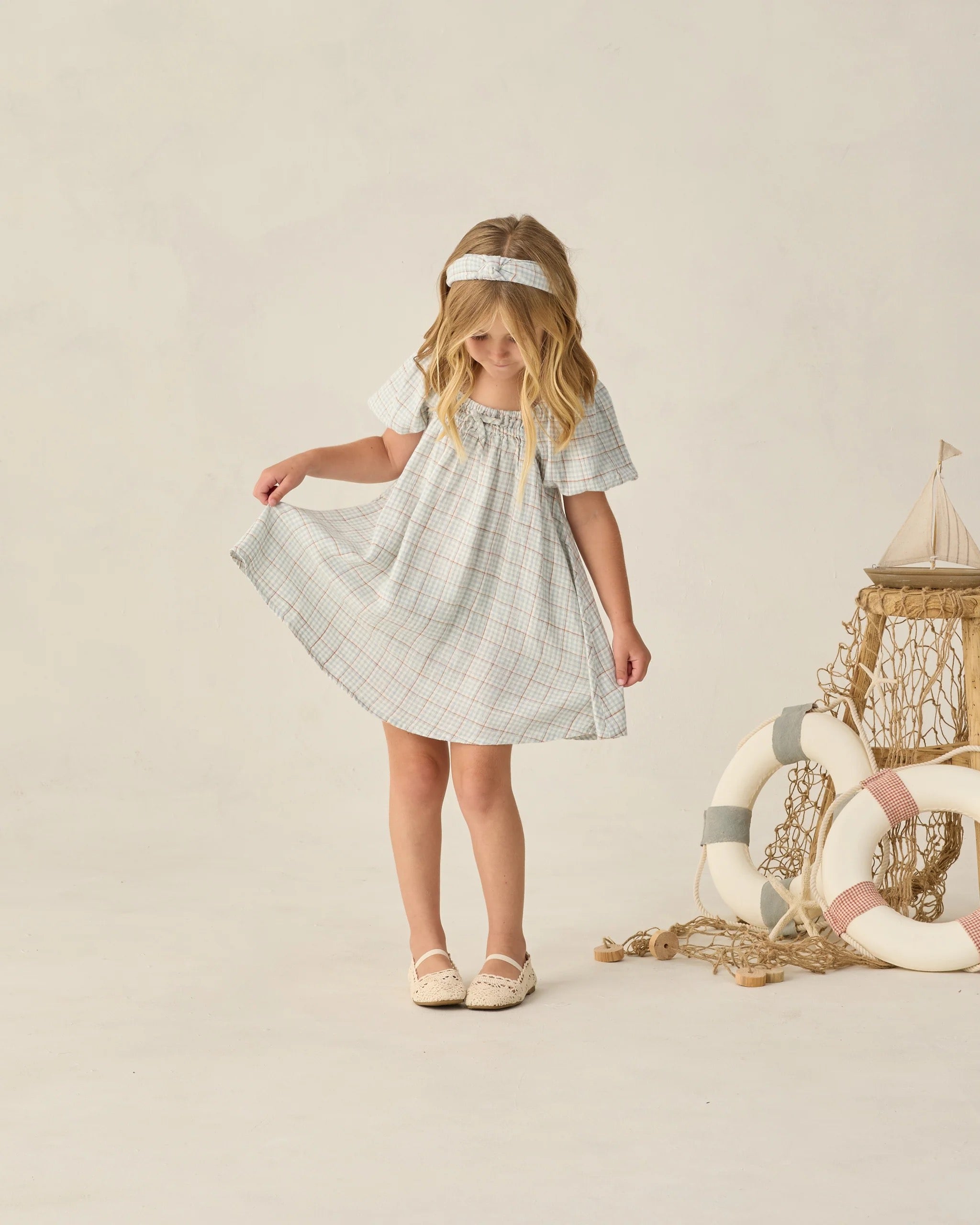 Rylee + Cru Sabrina Mini Dress || Light Blue Plaid