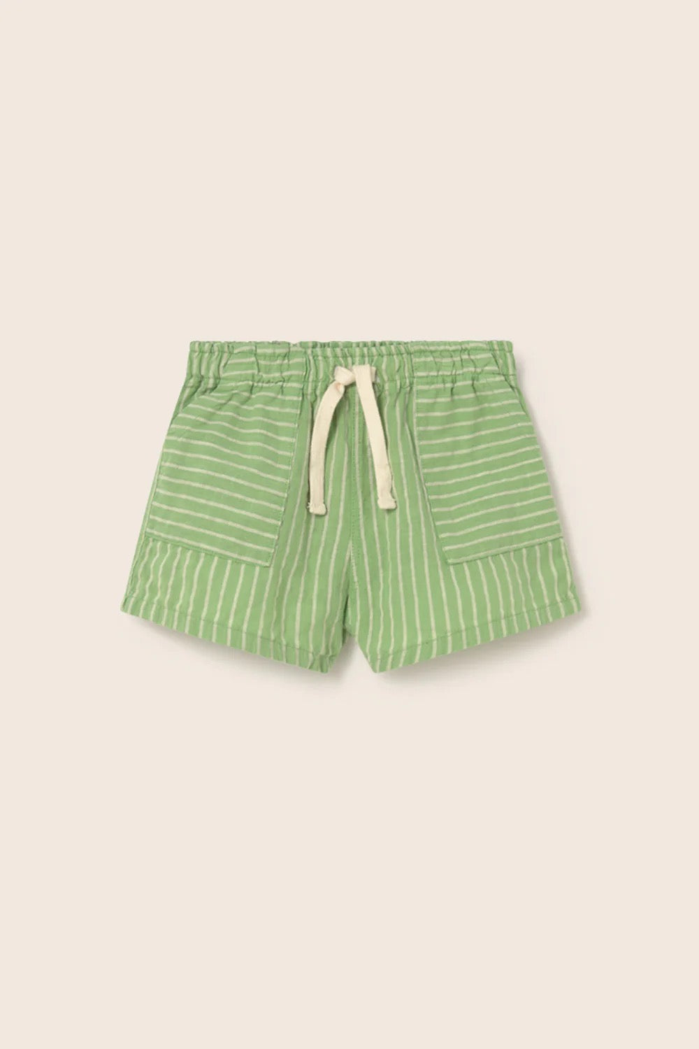 Striped Linen-look Baby Shorts || Green
