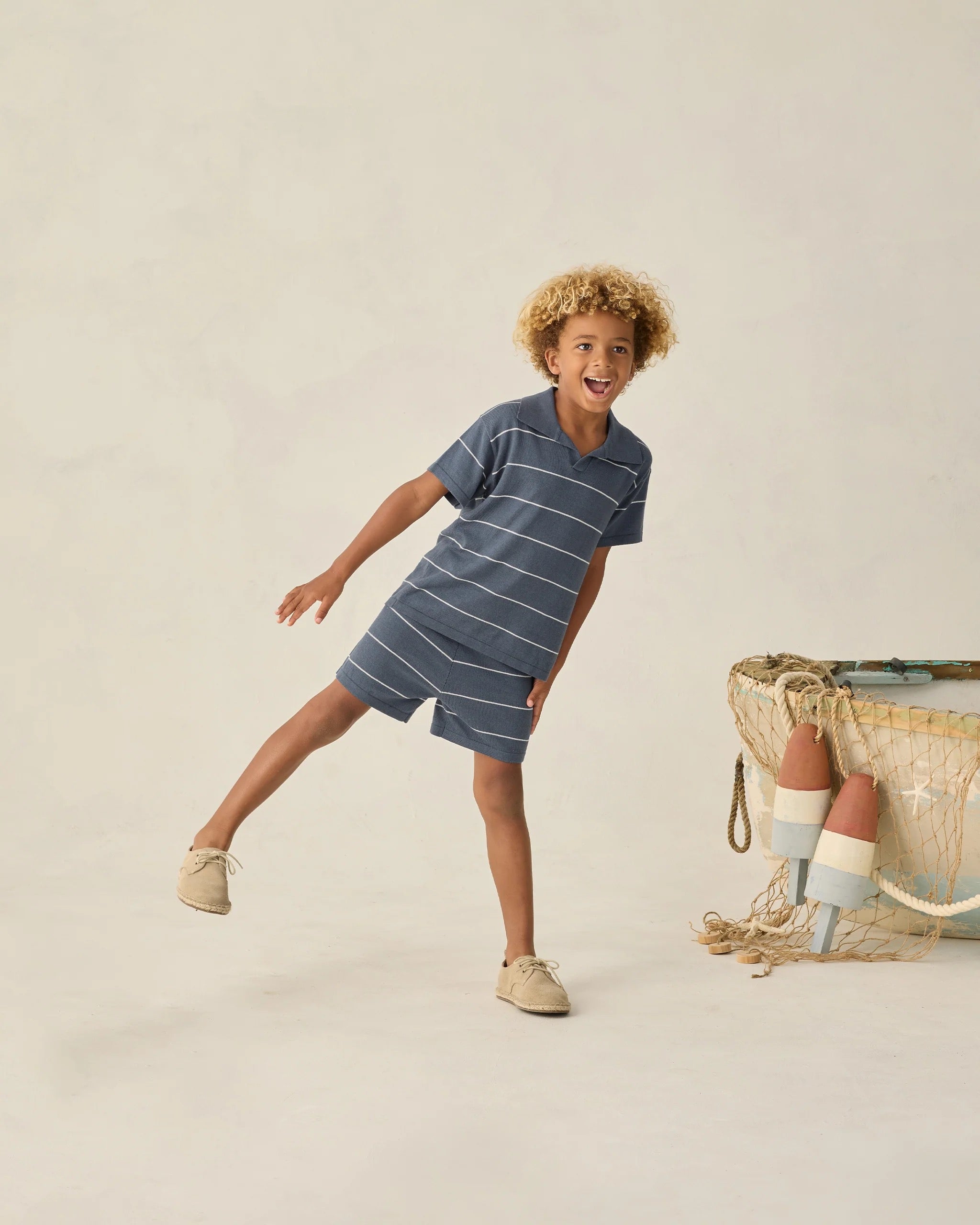 Rylee + Mrs Chandler Knit Polo || Navy Stripe