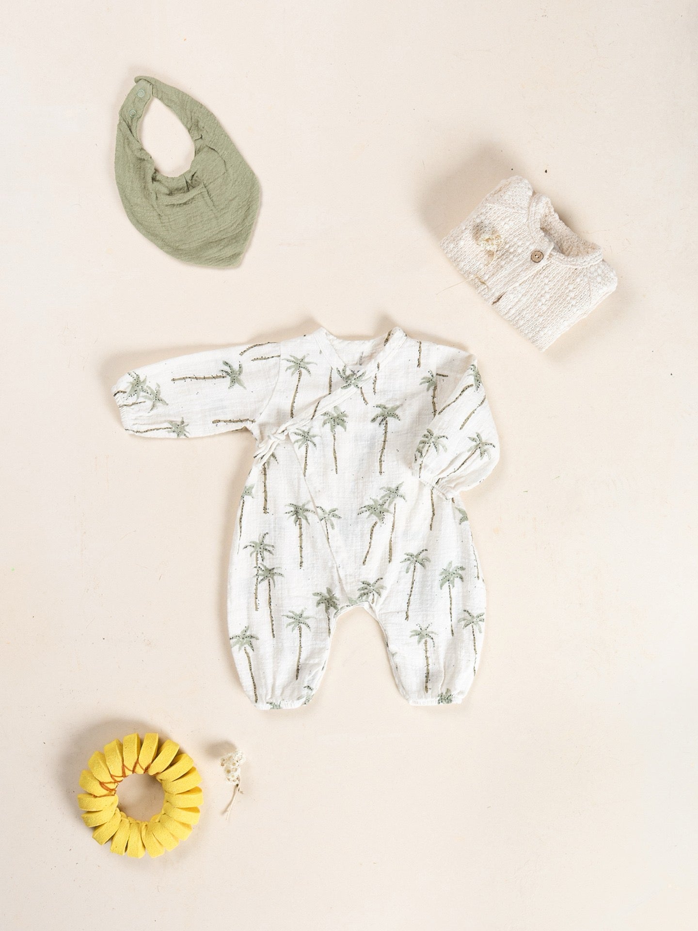 Play Up Organic Cotton Baby Jumpsuit || Palm Tree