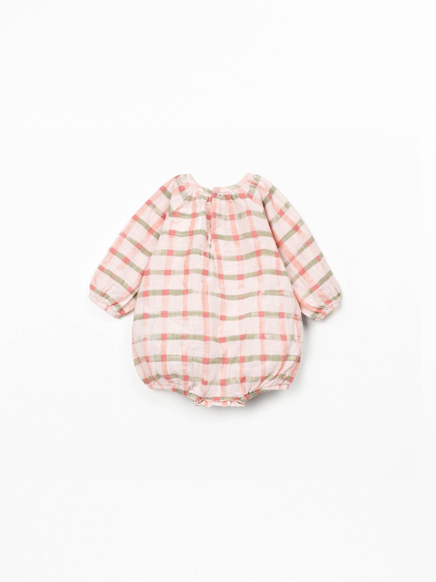 Play Up Checked Print Bubble Romper || Pink/Green