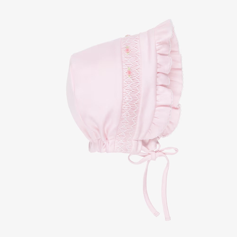Kissy Kissy Pima Cotton Hand Smocked Bonnet || Pink
