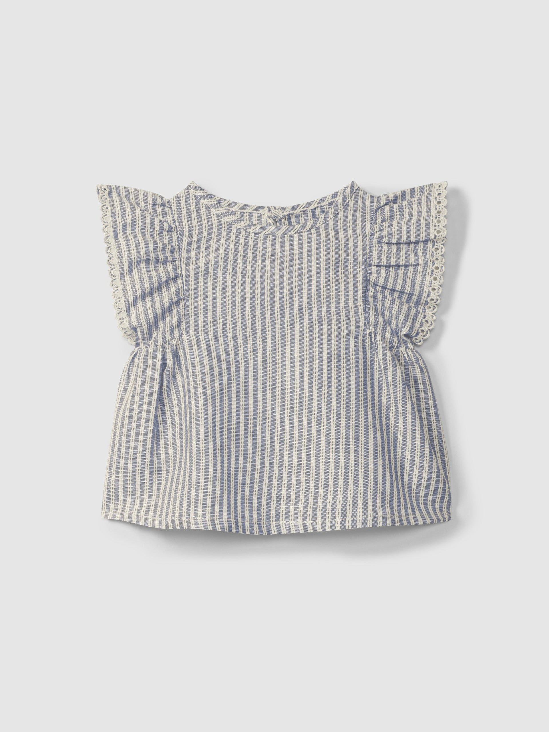 Snug Striped Blouse with Embroidered Detail || Indigo
