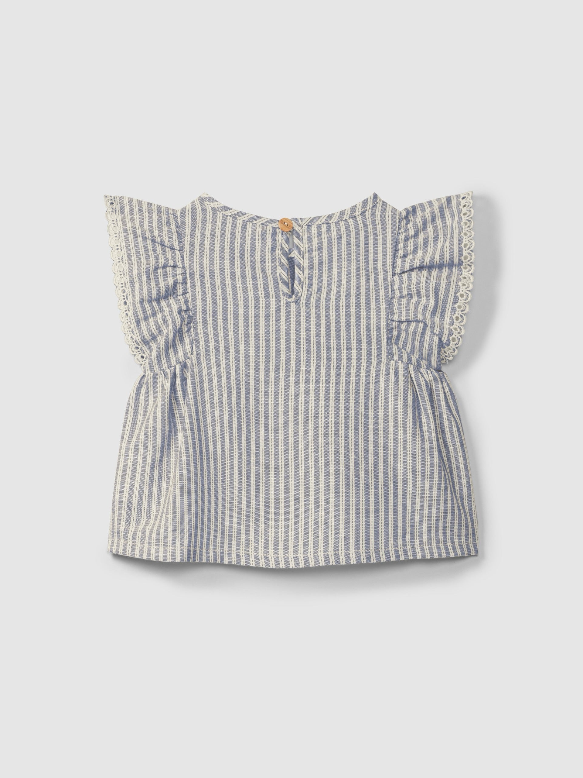 Snug Striped Blouse with Embroidered Detail || Indigo