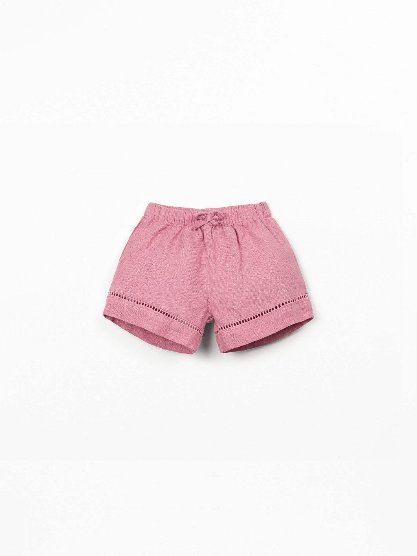 Play Up Linen Shorts with Lace Detail || Dark Pink.