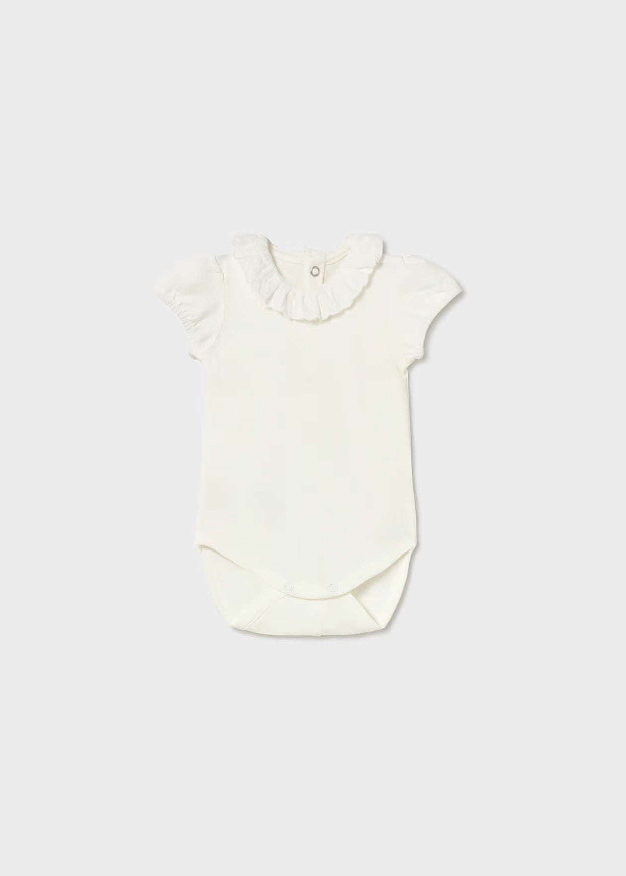 Mayoral Newborn Girl Ruffled Bodysuit || Cream