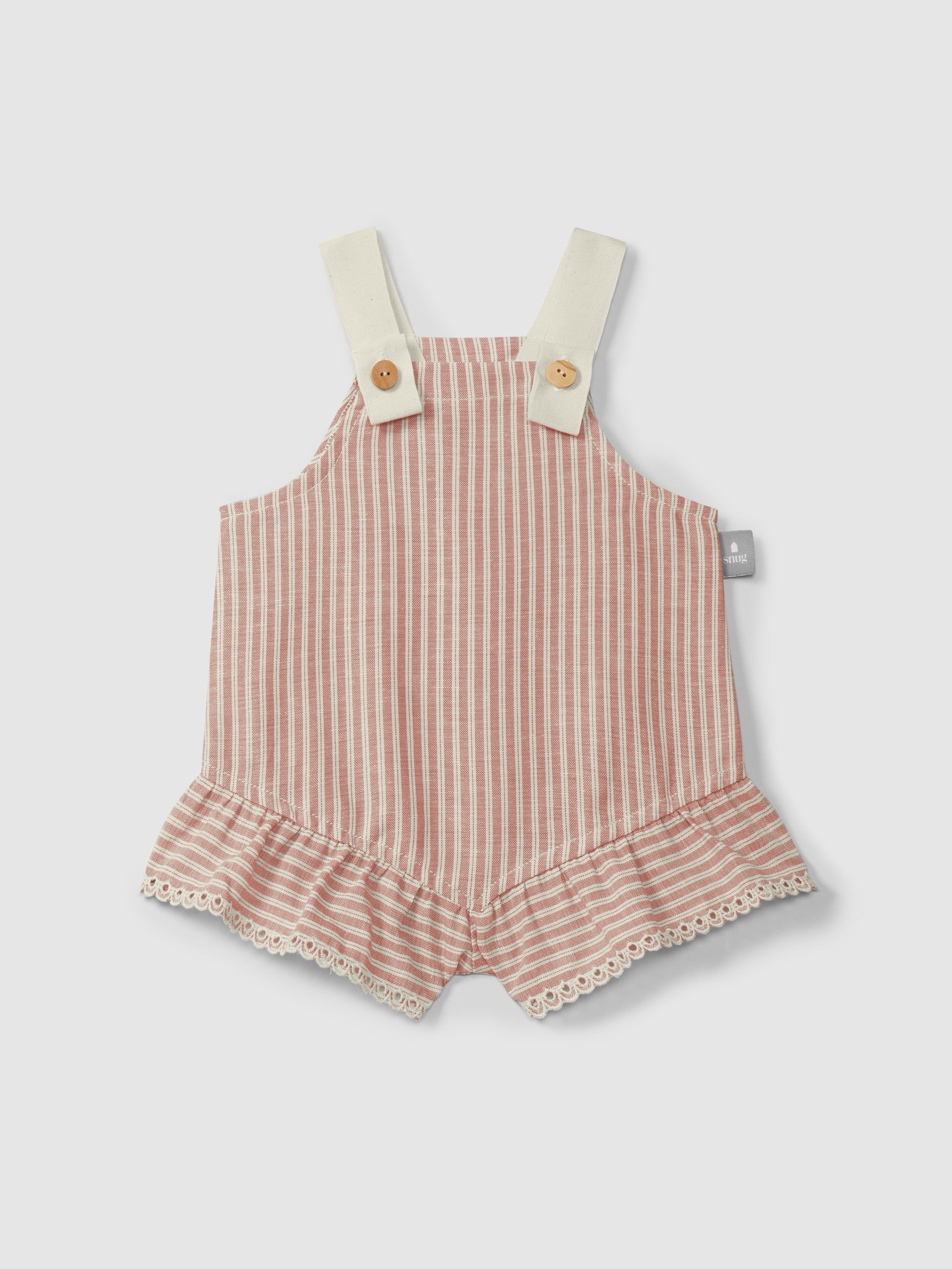 Snug Overalls in Stripe with Lace Trim || Indigo