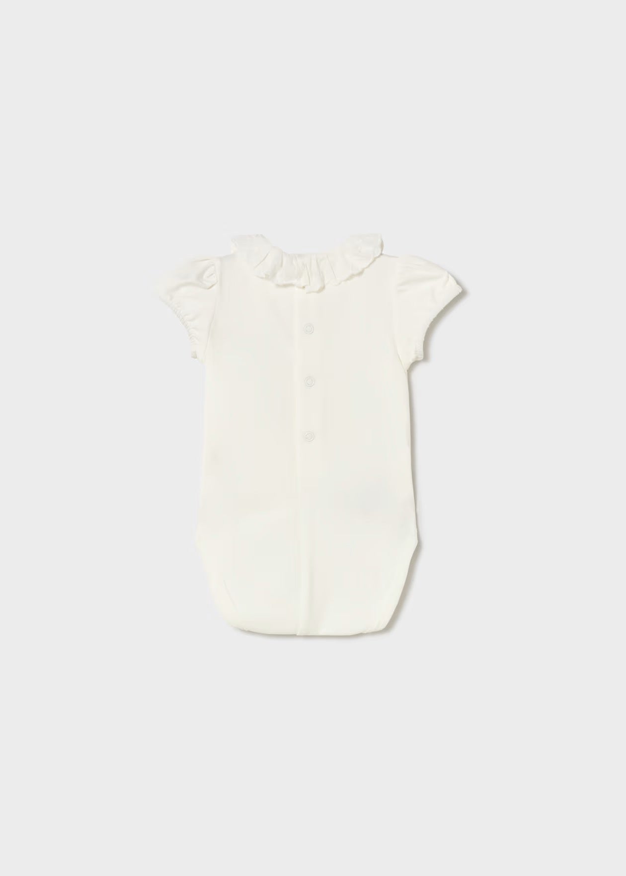 Mayoral Newborn Girl Ruffled Bodysuit || Cream
