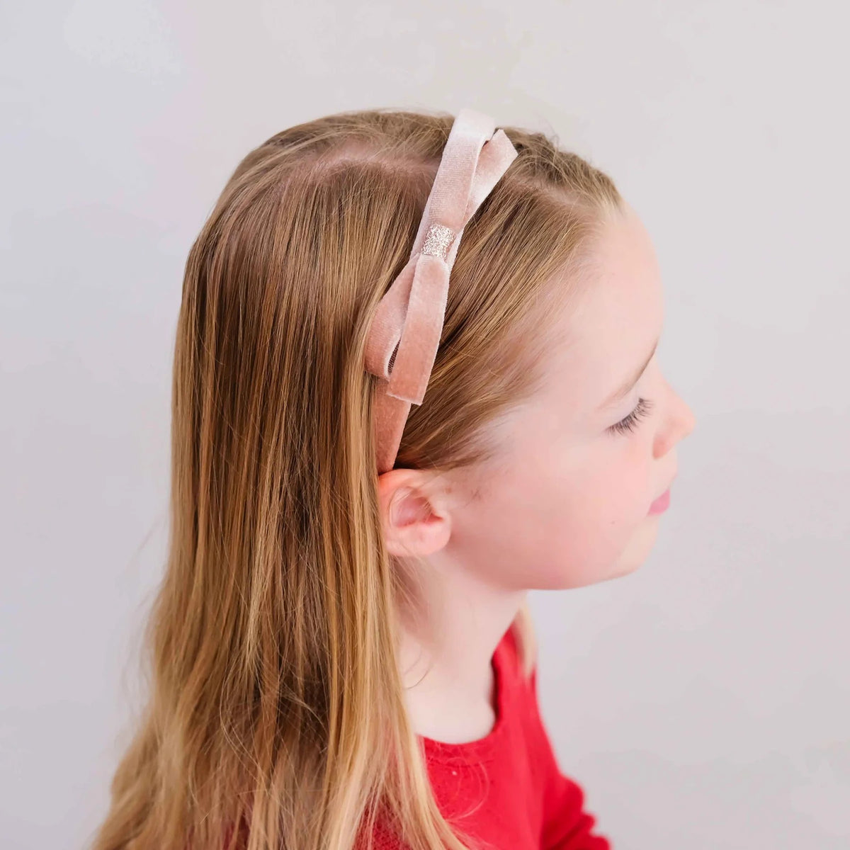 Mimi and Lula Velet Bow Headband || Soft Pink