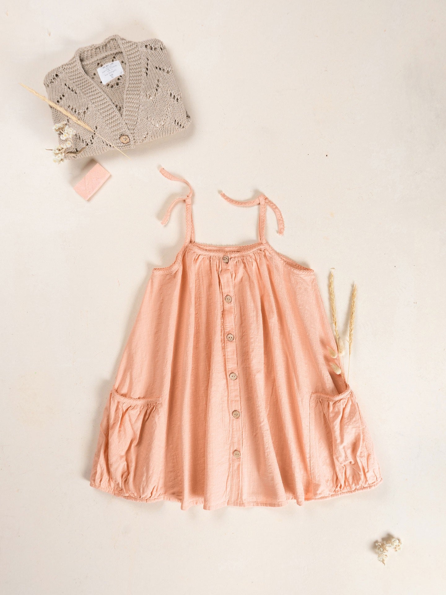 Play Up Girls Spaghetti Strap Dress || Salmon