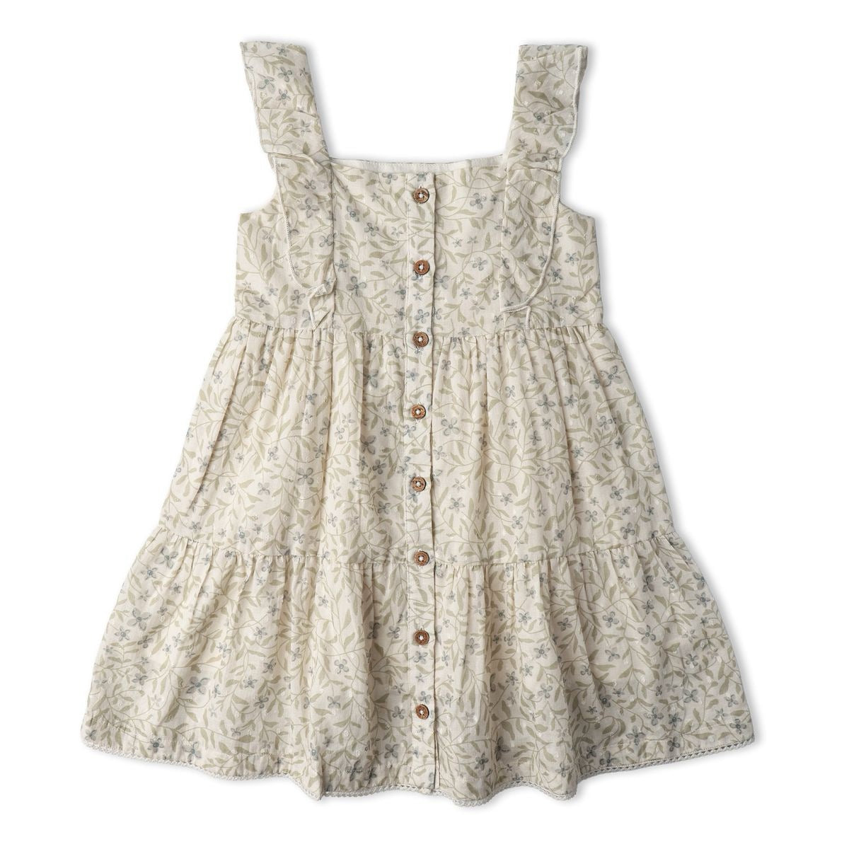 Make Make Organics Flutter Buttoned Tiered Dress || Bluebelle