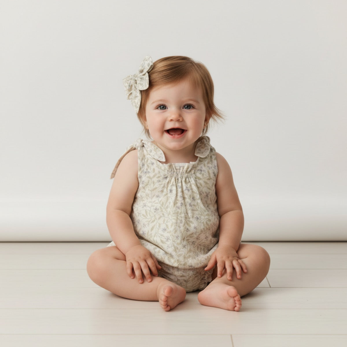 Make Make Organics Tie Shoulder Bubble Romper || Bluebelle