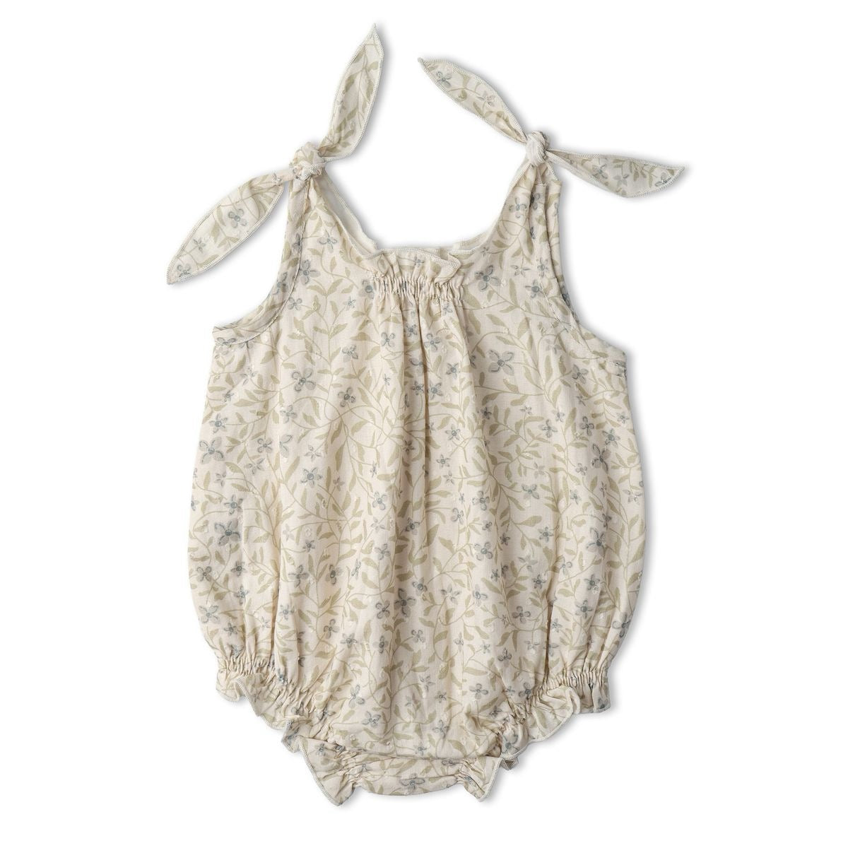 Make Make Organics Tie Shoulder Bubble Romper || Bluebelle